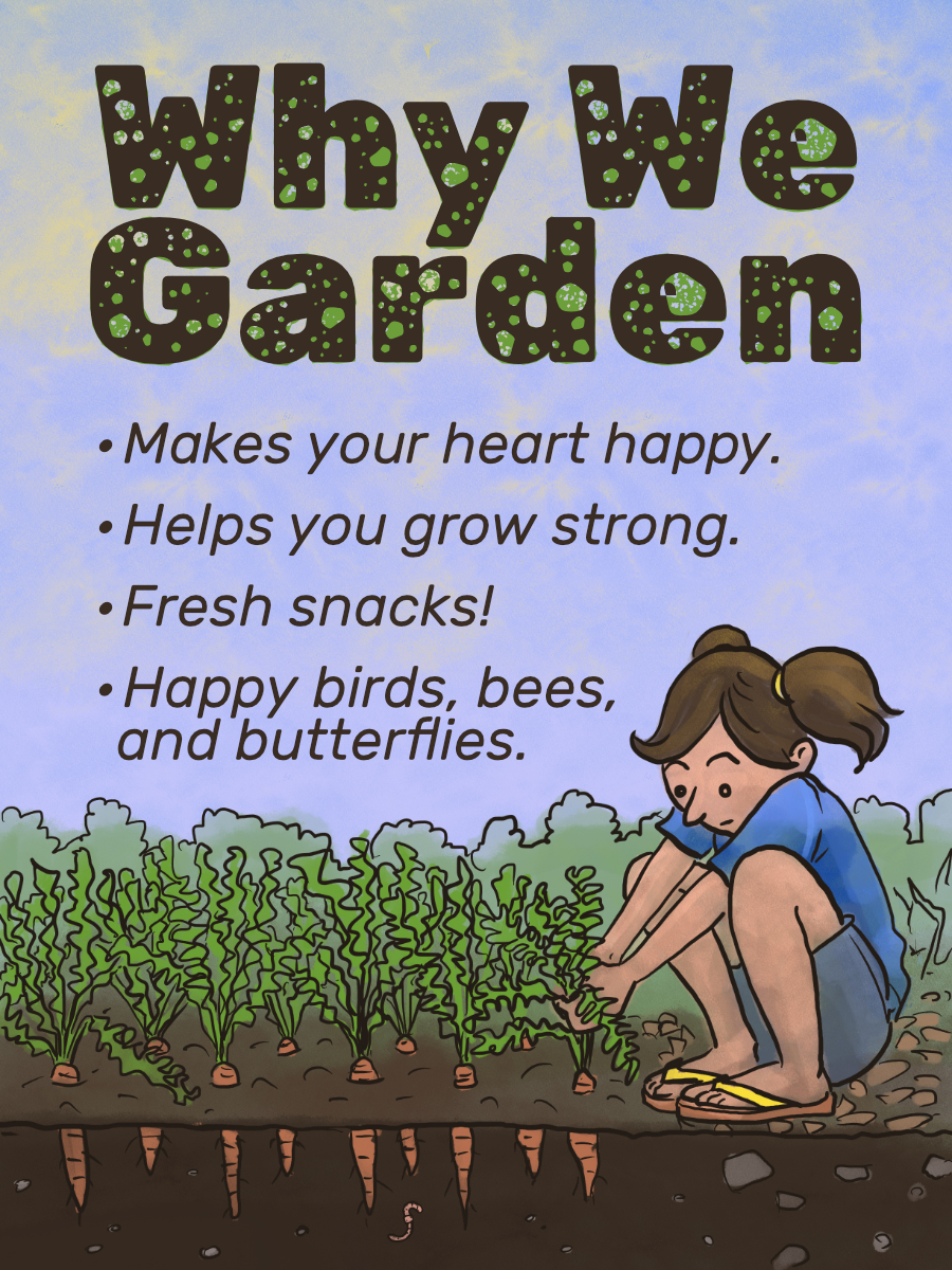 Poster showing young girl pulling a carrot. 