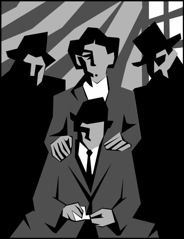 Vector illustration of four figures.